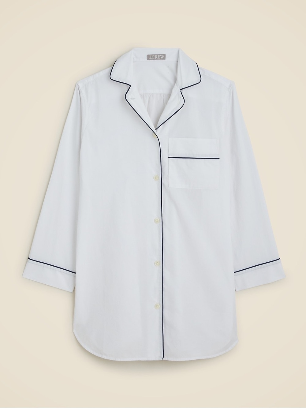 J. Crew New End on End Cotton Long Sleeve Nightshirt White Size XS - Picture 10 of 11